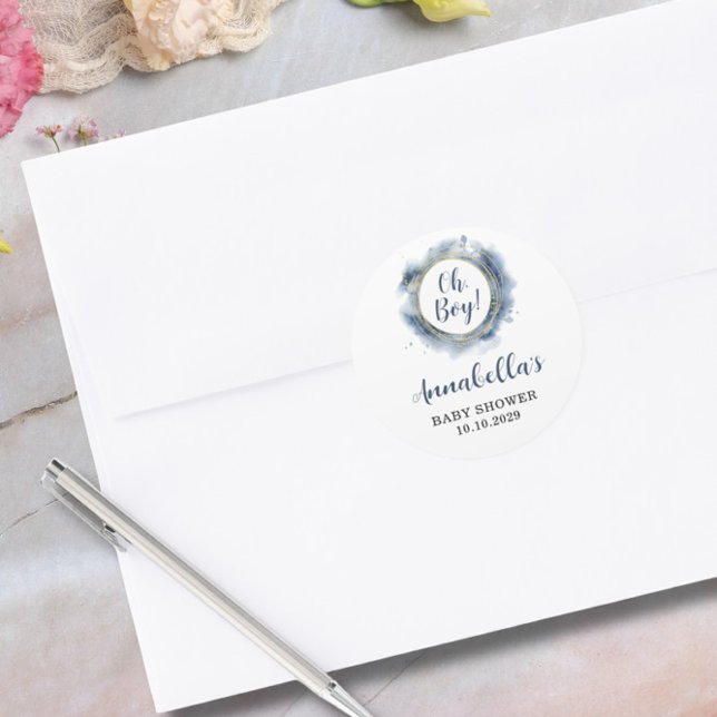 Pegatina Redonda Blue Baby Boy Shower (Subido por el creador)