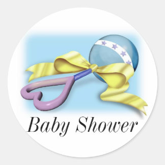 Pegatina Redonda Blue Baby Rattle Es un chico