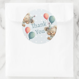 Pegatina Redonda Blue Balloon Hedgehogs Celebration