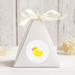 Pegatina Redonda Blue Bathtub Yellow Rubber Duck Baby Shower
