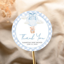 Pegatina Redonda Blue Bear Bearly Wait Baby Shower