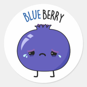 Pegatina Redonda Blue Berry Funny Blueberry Pun