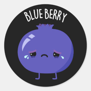 Pegatina Redonda Blue Berry Funny Blueberry Pun Dark BG