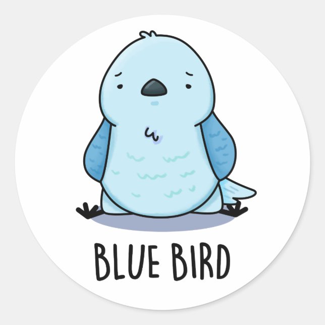 Pegatina Redonda Blue Bird Funny Animal Pun (Anverso)