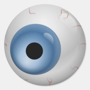 Pegatina Redonda Blue Blooshot Zombie Eyeball Halloween