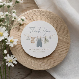 Pegatina Redonda Blue Boho Boy Baby Clothes Baby Shower