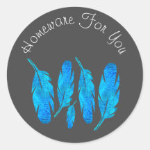 Blue boho plumas azul y gris