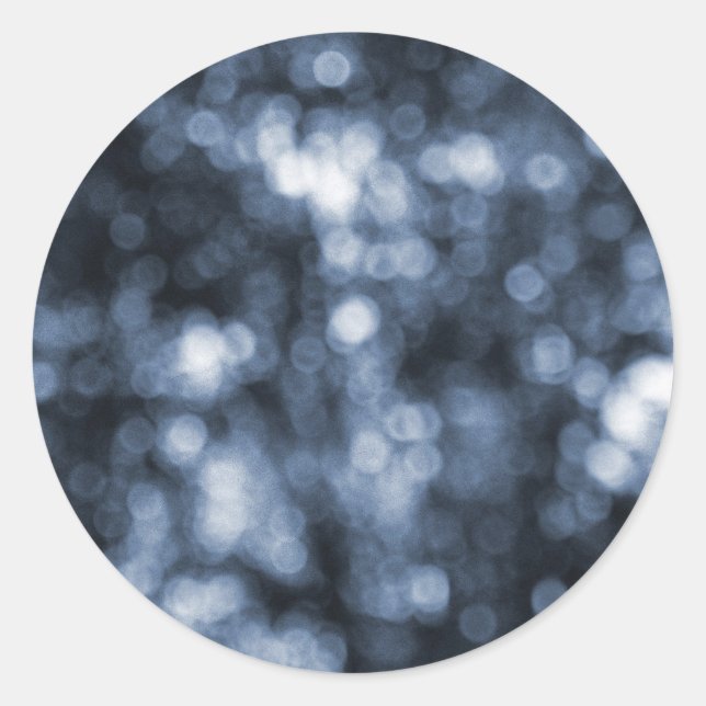 Pegatina Redonda Blue Bokeh (Anverso)