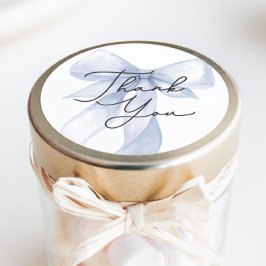 Pegatina Redonda Blue Bow Baby Shower Gracias Por Favor