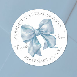Pegatina Redonda Blue Bow Bridal Shower