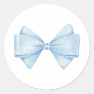 Pegatina Redonda Blue Bow Modern Boy Baby Shower