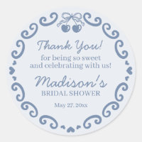 Blue Bow Retro Heart Coquette Cake Bridal Shower