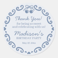 Blue Bow Retro Heart Coquette Cake Cumpleaños