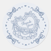 Blue Bow Retro Heart Coquette Cake Gracias