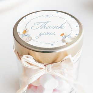 Pegatina Redonda Blue Bow Silly Goose Coquette Birday Classic