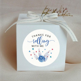 Pegatina Redonda Blue Bowling Niños Fiesta de Cumpleaños Favor