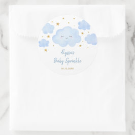 Pegatina Redonda Blue Boy Cloud Stars Baby Sprinkle