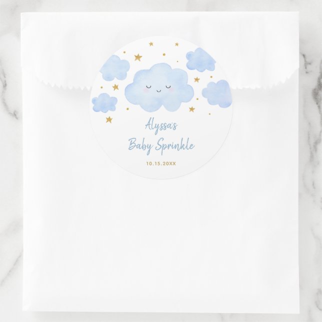 Pegatina Redonda Blue Boy Cloud Stars Baby Sprinkle (Bolso)