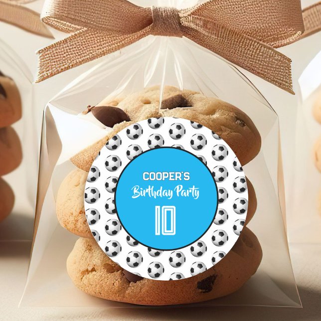 Pegatina Redonda Blue Boy Soccer Birthday Party (Subido por el creador)