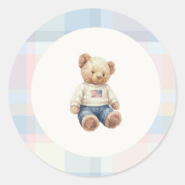 Pegatina Redonda Blue boy teddy bear sticker