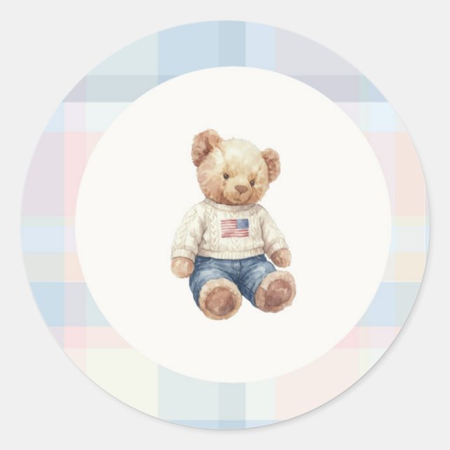 Pegatina Redonda Blue boy teddy bear sticker (Anverso)
