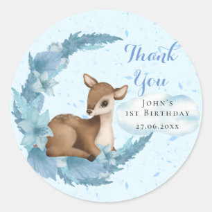 Pegatina Redonda Blue Brown Little Bambi Dust Cloud Birday Boy