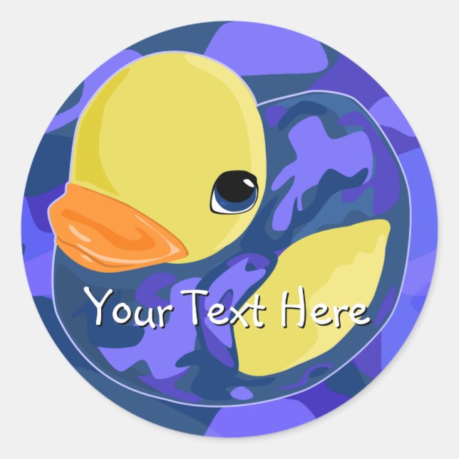Pegatina Redonda Blue Camo Rubber Ducky (Anverso)