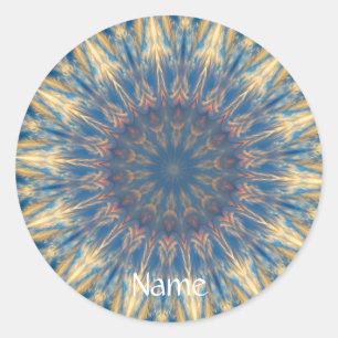 Pegatina Redonda Blue Chakra Kaleidoscope Thunder_Cove