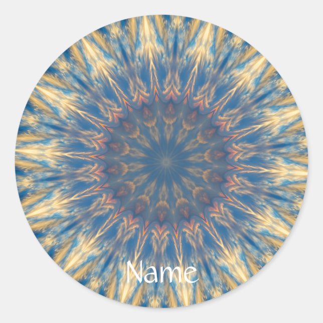Pegatina Redonda Blue Chakra Kaleidoscope Thunder_Cove (Anverso)