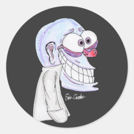 Pegatina Redonda blue character smiling with coat