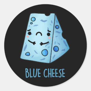 Pegatina Redonda Blue Cheese Funny Food Pun Dark BG