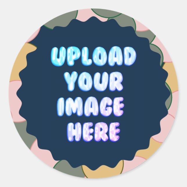 Pegatina Redonda Blue Classic Round Sticker with a Business Logo (Anverso)