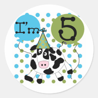 Pegatina Redonda Blue Cow camisetas y regalos de cumpleaños número 