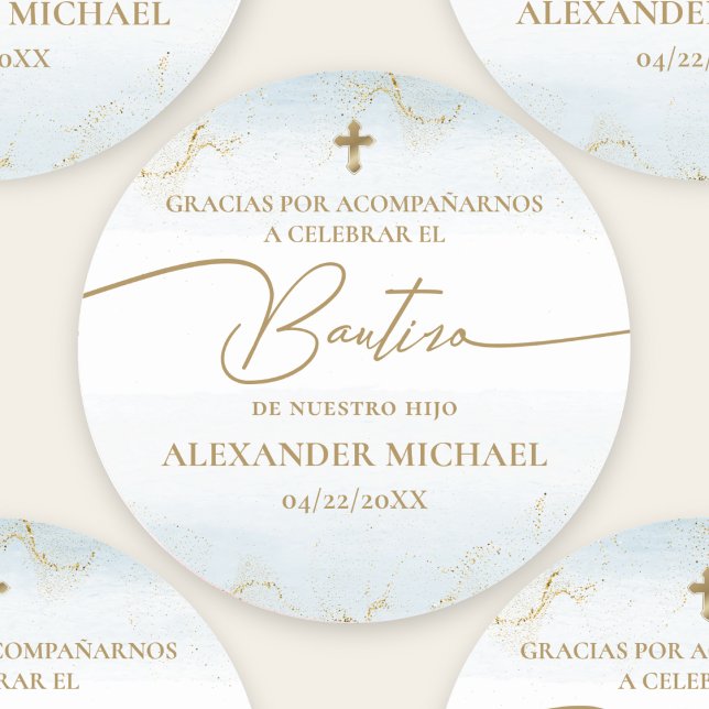 Pegatina Redonda Blue Cross Boy Thank You Baptism Bautizo (Subido por el creador)