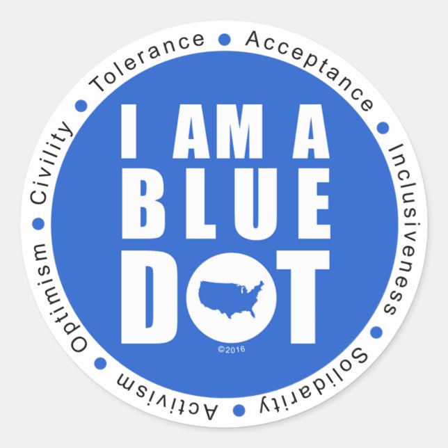 Pegatina Redonda Blue Dot U.S.A. Large (Anverso)