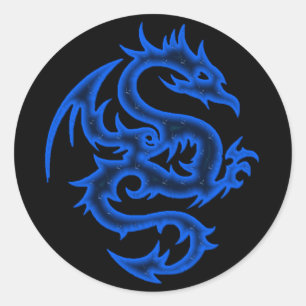 PEGATINA REDONDA BLUE DRAGON