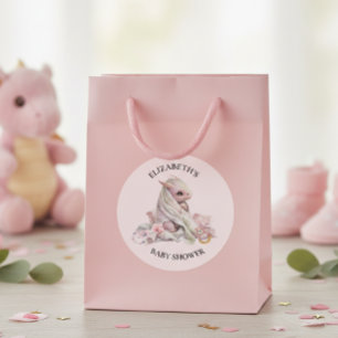 Pegatina Redonda Blue Dragon Watercolor Baby Shower