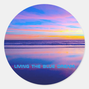 Pegatina Redonda Blue Dream Sunset Santa Monica