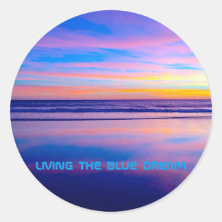 Pegatina Redonda Blue Dream Sunset Santa Monica