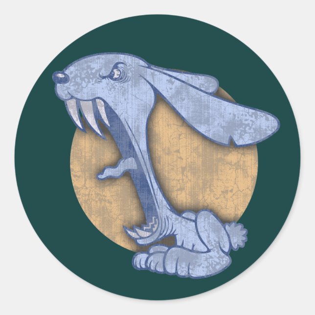 Pegatina Redonda Blue Evil Bunny (Anverso)