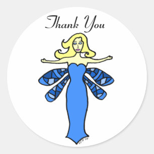 Pegatina Redonda Blue Fairy (Hada Azul) Gracias