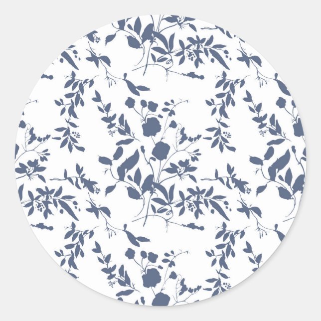 Pegatina Redonda Blue Foliage Envelope Liner (Anverso)