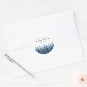 Pegatina Redonda Blue Forest Range Woodland Wedding Favor