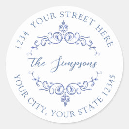 Pegatina Redonda Blue French Vintage Victorian