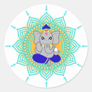 Pegatina Redonda Blue Ganesha labels
