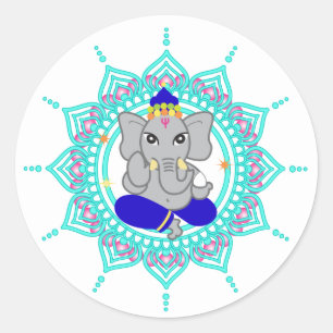 Pegatina Redonda Blue Ganesha labels