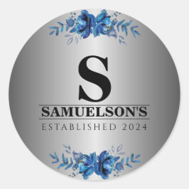 Pegatina Redonda Blue Garden Soirée Metallic Silver