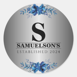 Pegatina Redonda Blue Garden Soirée Metallic Silver