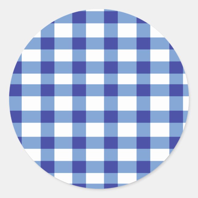 Pegatina Redonda Blue Gingham (Anverso)
