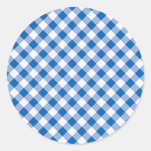 Pegatina Redonda Blue Gingham